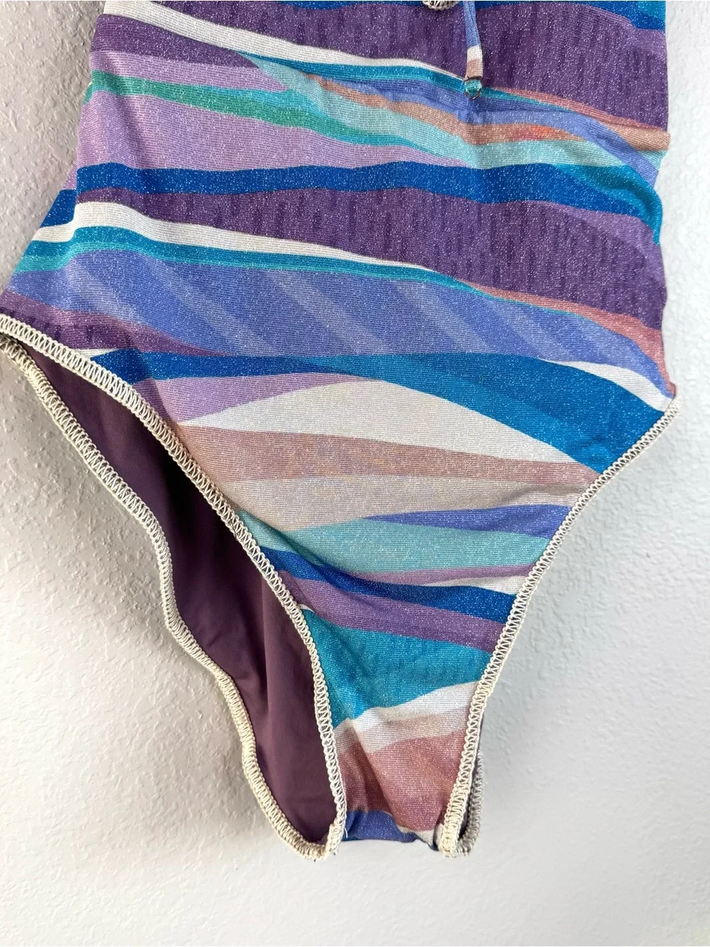 BECCA by Rebecca Virtue Blue Purple Agate Skylar Braided Plunge One-Piece Size S